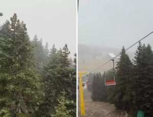 Uludağ’da beklenen yağış geldi! İlk kar taneleri düştü