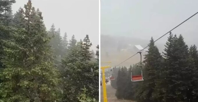 Uludağ’da beklenen yağış geldi! İlk kar taneleri düştü