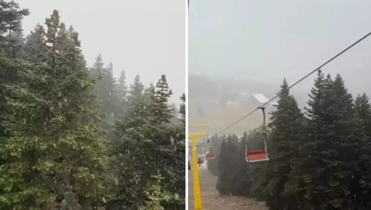 Uludağ’da beklenen yağış geldi! İlk kar taneleri düştü
